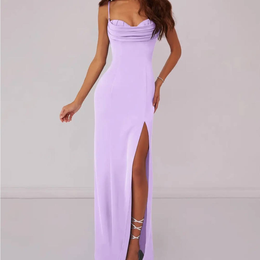 Azazie Barbie Lilac Mermaid Corset Stretch Satin Dress Lilac